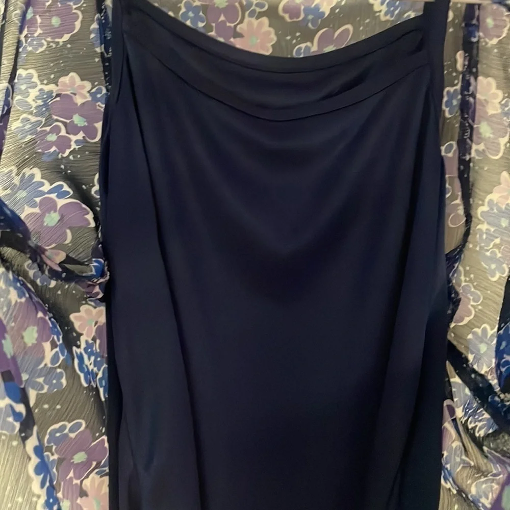 Justice layered Tank, M/L, Flowered navy, pink & purple
